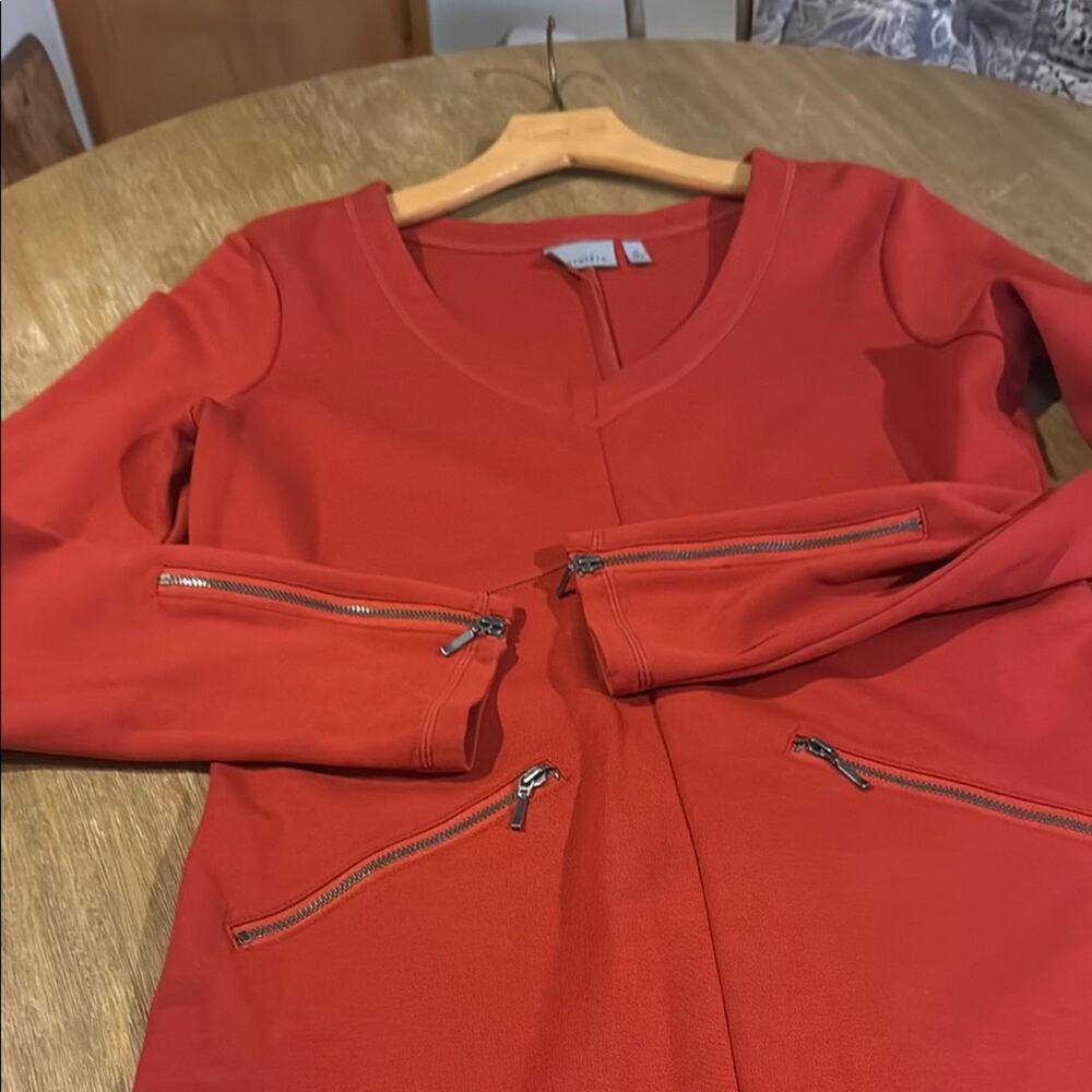 Athleta Celebration Ponte Long Sleeve V-Neck Dress Burnt Orange Sz Medium